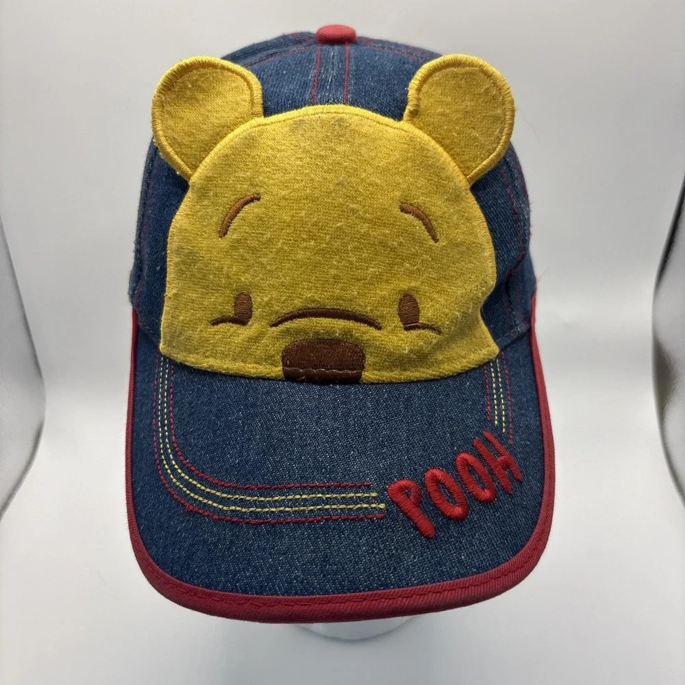 Disney Winnie the Pooh Toddler Baseball Cap Hat 3D Ears Denim Blue Hook & Loop